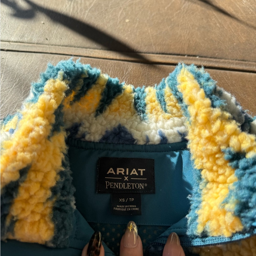 Colorful Patterned Fleece Jacket - image 2